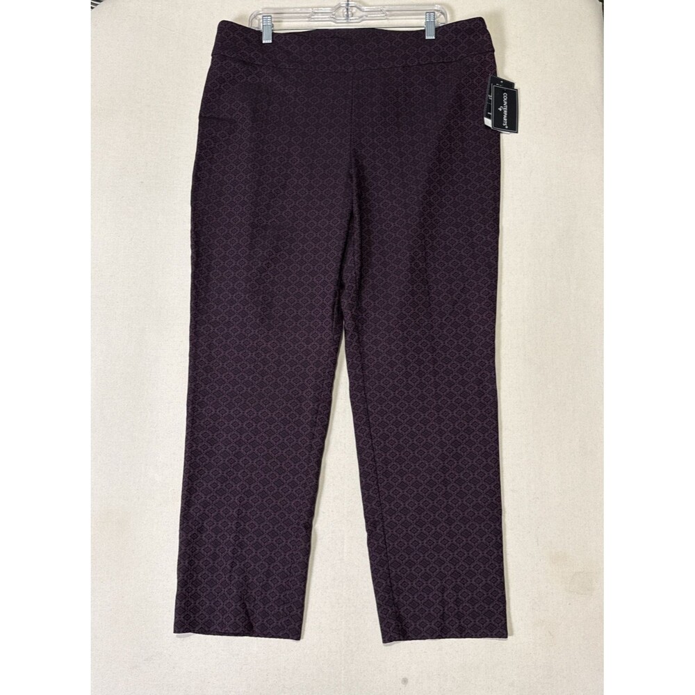 Counterparts Womens Pull On Pants Size 18 Purple Geometric Stretch Straight Leg